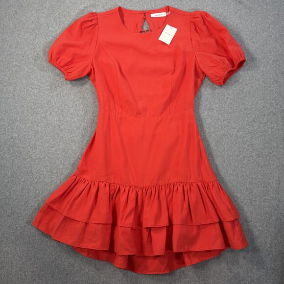Idem Ditto Dresses & Skirts - Idem Ditto Women's Large Beckham Dress Red Puff Sleeve Ruffled Tiered Mini New